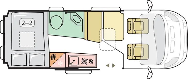 Grundriss Nacht Adria Twin Plus 600 SPB Family - mit Tageszulassung