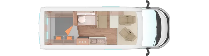 Grundriss Tag Weinsberg CaraBus 600 MQ - mit Klima, SAT&TV, RFK....