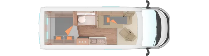 Grundriss Nacht Weinsberg CaraBus 600 MQ - mit Klima, SAT&TV, RFK....