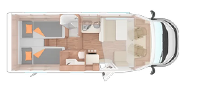 Grundriss Tag Weinsberg CaraSuite 700 ME - Einzelbetten & Hubbett