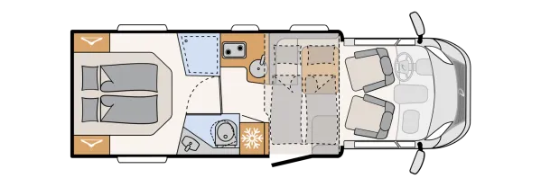 Tagesgrundriss Dethleffs Just Camp T 7052 DBM