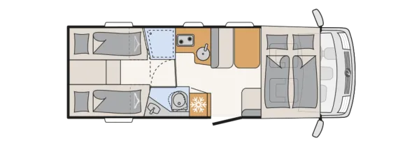Tagesgrundriss Dethleffs Trend I 7057 EB