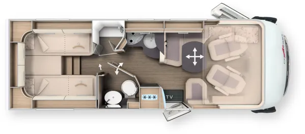 Tagesgrundriss Carthago C2-tourer I 145 RB-LE comfort 4.2t