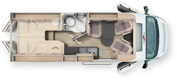 Grundriss Tag Malibu Van First Class - Two Rooms 640 LE RB charming GT skyview