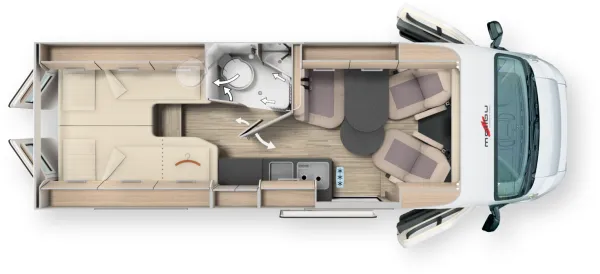 Tagesgrundriss Malibu Van First Class - Two Rooms 640 LE RB charming coupé