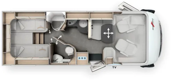 Tagesgrundriss Malibu I 490 RB-LE comfort 4.2t Edition+