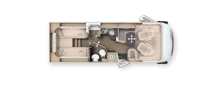Grundriss Tag Carthago C2-tourer I 145 RB-LE lightweight 3.5t MODELL 2026!!