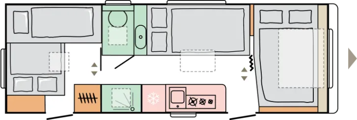 Grundriss Nacht Adria Adora 673 PK Alde - Verfügbar ab 08/2026
