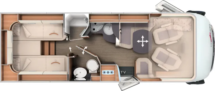 Grundriss Tag Carthago C2-tourer I 145 RB-LE lightweight 3.5t