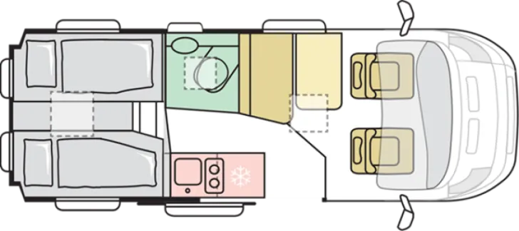 Grundriss Nacht Adria Twin Twin 600 SLB - mit Einzelbetten